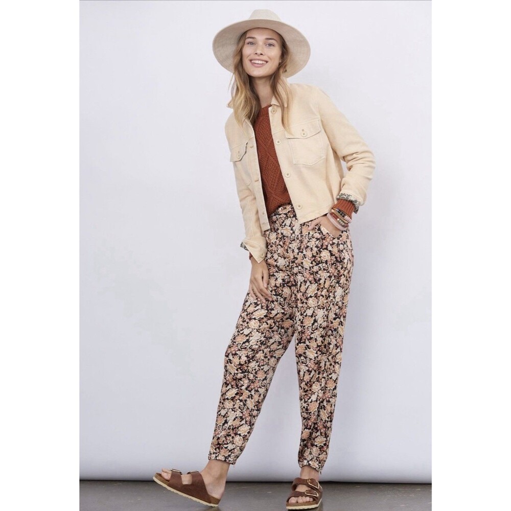 ANTHROPOLOGIE Diandra Pleated Joggers Size 2 Floral‎ Pants Ankle Zip Women’s